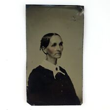 Skinny Old Tinted Woman Tintype c1870 Antique 1/6 Plate Pretty Lady Photo A3746 picture