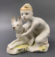 Porcelain Statue Baby Dog Unique Vintage 1960 Ussr Creative Marked Painted 498 g picture
