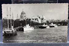 Vtg RPPC POSTCARD ST PAULS CATHEDRAL RIVER BOATS SAIL SHIPS LONDON ENGLAND   picture