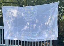 Vintage Sheer Tablecloth White With Floral Pattern Scrolls Large picture