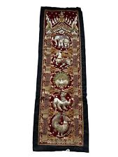 Thai elephants  Red  vintage tapestry embroidered beads wall hanging decoration picture