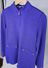 ST JOHN COLLECTION Royal Purple Size 8 Women's Knit Long Sweater Jacket / SALE picture