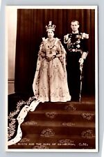 The Queen And The Duke Of Edinburgh, People, Antique, Vintage Souvenir Postcard picture