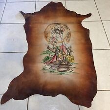Rare Vintage Persian Hand Painting on leather  Approximately 3'x2' picture