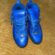 BALENCIAGA Crinkled Calfskin Arena Sneakers 44 Blue Egyptian picture