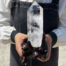 2.4LB Natural Clear Quartz Obelisk Crystal Wand Point Healing +Stand TQS9112 picture