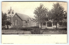 c1910 TELFORD PA TRINITY REFORMED CHURCH AND PARSONAGE EARLY POSTCARD P4093 picture