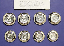 8 ESCADA Silver Tone Metal & Acrylic Rose Insert Replacement Buttons Good Cond. picture