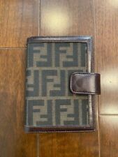 Auth FENDI Zucca Canvas Leather Agenda Cover Daily Planner Italy 14.6×10.5cm F/S picture