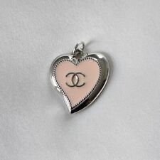 Chanel Zipper Pull Pendant, Light Pink Heart, Silver, 22mm, Stamped picture