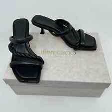 NWT JIMMY CHOO Diosa 50 Twisted Leather Sandal in Black - Size 38.5 picture