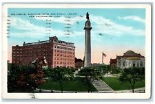 1938 Lee Circle Bienville Hotel And Public Library New Orleans LA Flags Postcard picture