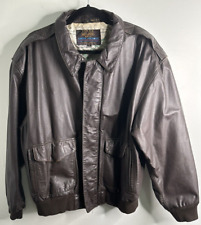 American Born Brown Leather Type A-2 Bomber Flight Jacket Coat Size XL picture
