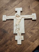 Italy Carved & Signed White Crucifix 11.5 