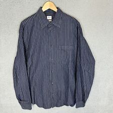 Armani Collezioni Shirt Mens L Blue Striped Long Sleeve Button Up Cotton picture