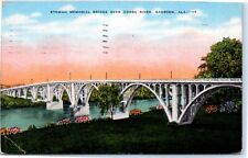 Gadsden, AL - Etowah Memorial Bridge Coosa River Postcard Linen Posted picture