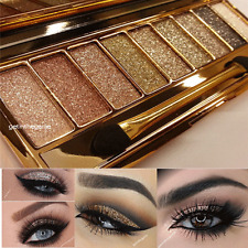  9 Colors Glitter Eyeshadow Eye Shadow Palette & Makeup Cosmetic Brush Set NEW picture
