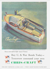 1943 WWII CHRIS CRAFT BOAT army navy vintage PRINT AD Buy US War Bonds 1940s picture