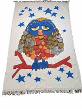 Vintage 1960s 70s Large Beach Towel MCM Owl Kitsch Kitschy READ picture