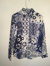 ETRO Italy  Blues 46/US L Cotton Poplin Patchwork Middle Eastern Shirt picture