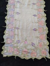 vintage amazing Kashmir silk needlework embroidery textile fabric panel 737 picture