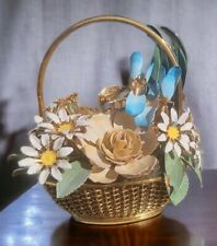 1970s Gloria Vanderbilt Brass & Enamel Flowers of the Seasons Summer 3D Bouquet picture