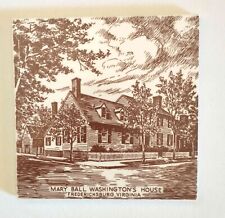 Mary Ball Washington's Home On 6 Inch Hand Glazed Tile.  (Mother Of George) picture