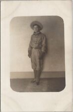 1910s Studio Photo RPPC Postcard Young Man in Western / Cowboy Outfit Costume picture
