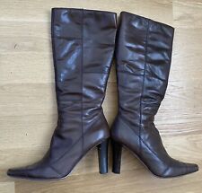 BANDOLINO~Wilhelmina~Brown Leather Tall Boots~Women’s 7.5M~High Heel~Full Zip picture
