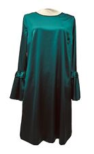 Womens 14 Worthington Emerald Green Trumpet Sleeves Tie In Back Dress EUC picture