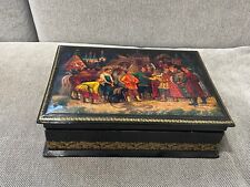 Vtg  Lacquer Painted Large Box Russian Fairytale Scene Little Humpbacked Horse picture