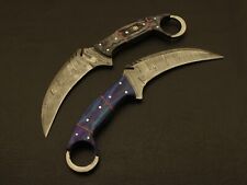 Custom Hand forged Damascus Steel karambit knife beautiful handle/Sheath (pair) picture