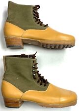 WWII GERMAN M31 AFRIKA KORP DESERT COMBAT FIELD LEATHER WEB LOW BOOTS-SIZE 12 picture