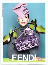 2022 Fendi Print Ad, Linda Evangelista Baguette Handbags Collection Purple Mini picture