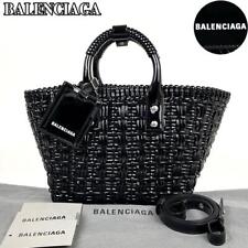 Balenciaga Handbag 2Way Shoulder Bag Bistro Crossbody Silver Hardware Basket Lea picture
