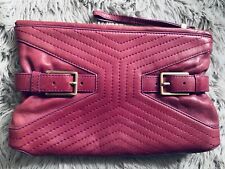 BOTKIER Women’s Large VINTAGE QUILTED LEATHER CLUTCH WRISTLET Gold Hardware picture