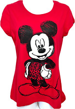 Disney MICKEY MOUSE T Shirt Red Cotton Blend Juniors Large 11-13 picture