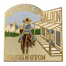 Vintage Winthrop Washington Cowboy Saloon Scenic Travel Souvenir Pin picture
