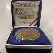 Pearl Harbor 7 Dec 1941 Memorial Fund WWII  Brass Medal-Hawaii Mint In Box-39.2 picture