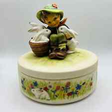 Hummel Playmates Boy with Rabbits Candy Dish Lid III/58 Bunny Field Chipped RARE picture