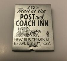 Post & Coach Inn NYC New York Silver Foil Vintage Matchbook RARE EUC FULL Bar picture