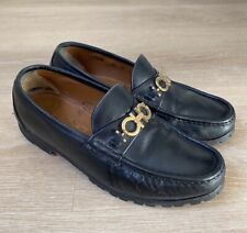 Salvatore Ferragamo Gold Tone Gancini Bit Mens Loafers Dress Shoes Size 8.5 EE picture