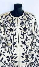 Oscar De La Renta Ivory Silk Beaded Embroidered Evening Jacket 18W  picture