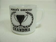 Vintage World's Greatest Grandma Coffee Mug Cup White Milk Glass 70's Federal picture