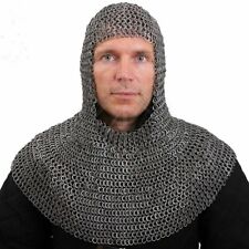 Medieval Knight Chainmail Hood Flat Riveted With Washer Chain Mail 9 mm picture