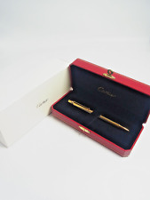 Cartier Must Gold Plated Vertical Godron Ballpoint Pen w/Box & Outer Box picture