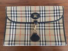 Burberry Ladies Clutch Bag Pouch Canvas Leather Nova Check 27x39cm Used picture