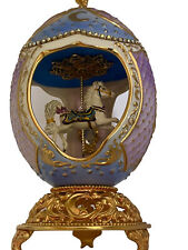 STUNNING 1996 Franklin Mint Faberge Musical Carousel Egg Swarovski 24k (?)Plated picture