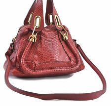 Authentic Chloe Paraty 2Way Shoulder Hand Bag Leather Red D5633 picture