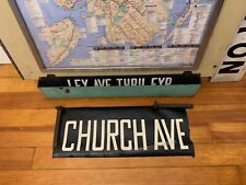NY NYC SUBWAY ROLL SIGN CHURCH AVENUE BROOKLYN PRIMITIVE AUTHENTIC URBAN DECOR picture